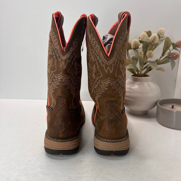 Justin Stampede Rush Waterproof Composite Safety Toe Boots Brown Women 7.5B - Picture 4 of 9